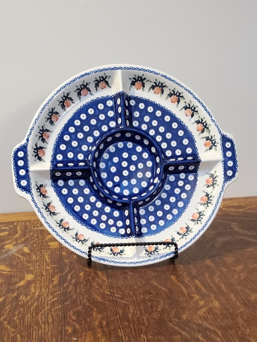 Manufaktura Polish Pottery Divided Serving Platter in Juicy Apple pattern